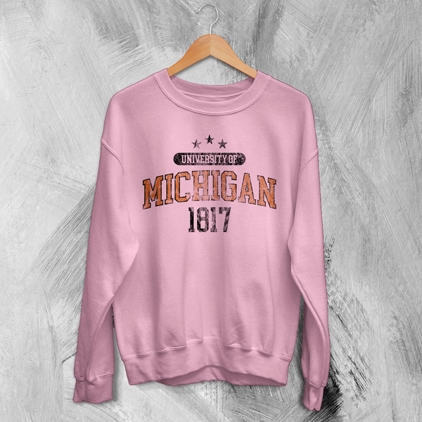 University of Michigan Sweatshirt Michigan University Shirt National Universities - Light Pink - WorldWideShirt