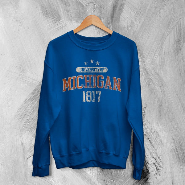 University of Michigan Sweatshirt Michigan University Shirt National Universities - Royal Blue - WorldWideShirt