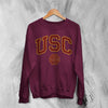 USC Logo Sweatshirt The University of Southern California Shirt SC LA Merch - Red Maroon - WorldWideShirt
