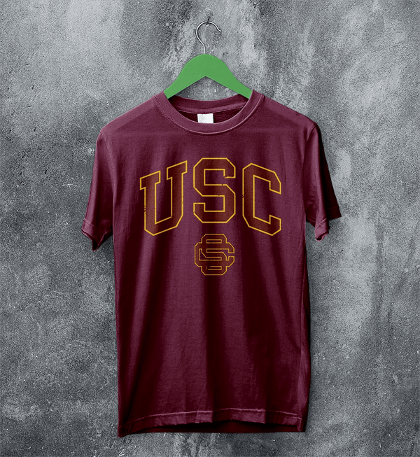 USC Logo T-shirt The University of Southern California Shirt SC LA Merch - Red Maroon - WorldWideShirt
