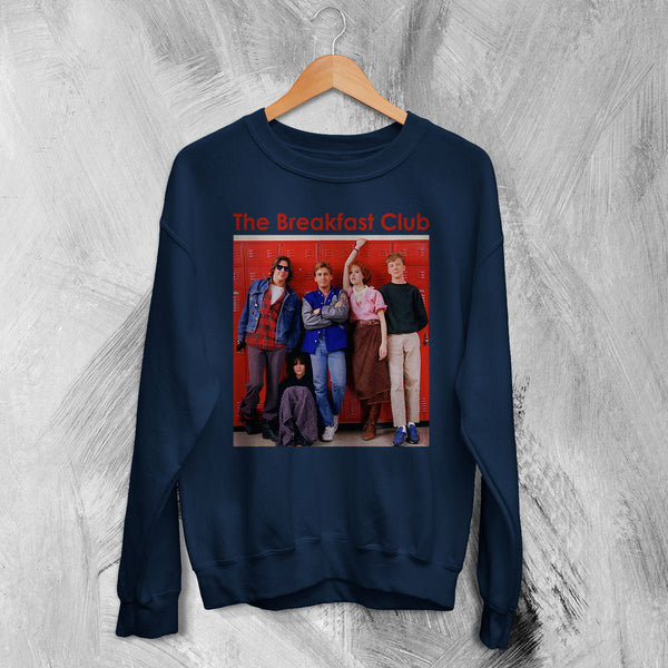 Vintage The Breakfast Club Sweatshirt Movie Poster Shirt Comedy Drama Crewneck - Navy Blue - WorldWideShirt