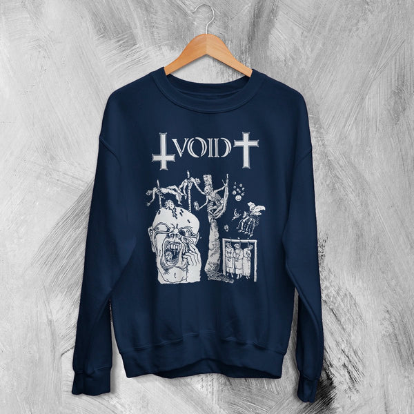 Void Band Sweatshirt Zombie Punk Void Shirt Vintage Skeleton Punk Rock Crewneck - Navy Blue - WorldWideShirt