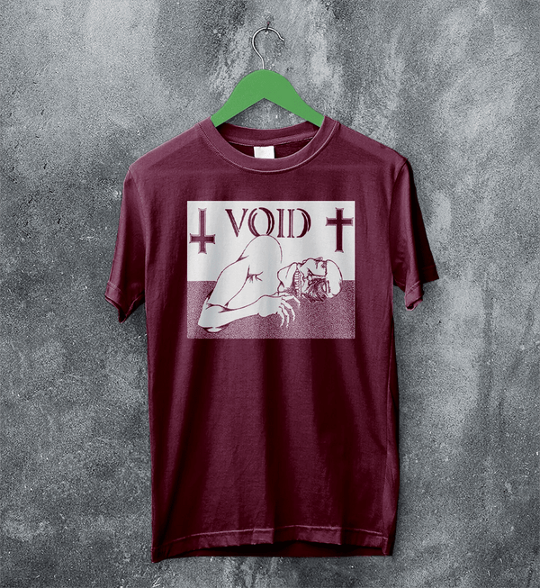 Void Band T-Shirt Psycho Man Void Shirt Punk Hardcore Iconic Music Tee - Red Maroon - WorldWideShirt