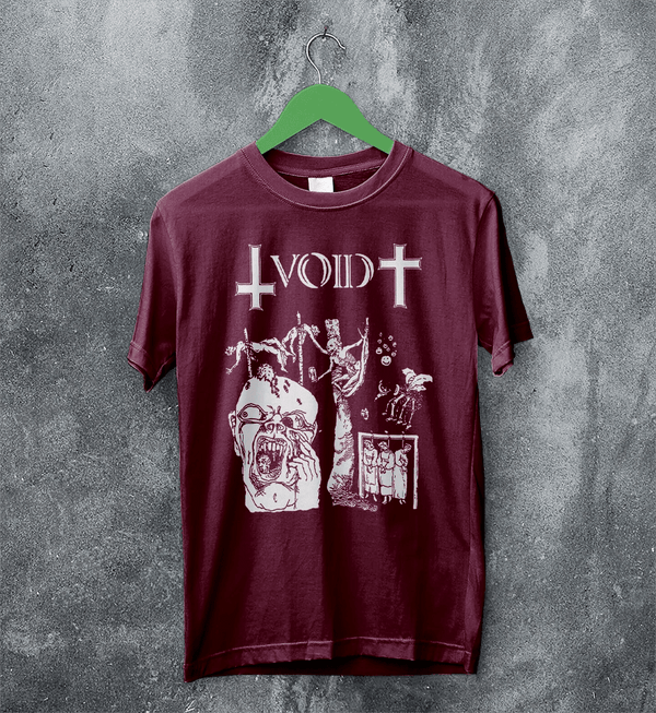 Void Band T-Shirt Zombie Punk Void Shirt Vintage Skeleton Punk Rock Tee - Red Maroon - WorldWideShirt