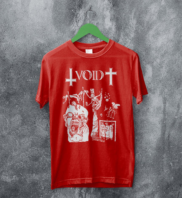Void Band T-Shirt Zombie Punk Void Shirt Vintage Skeleton Punk Rock Tee - Red - WorldWideShirt