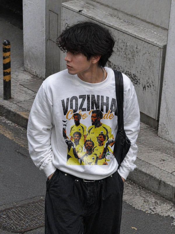 Vozinha Cape Verde Sweatshirt Vintage Vozinha Shirt, Soccer Legend Crewneck - White - WorldWideShirt