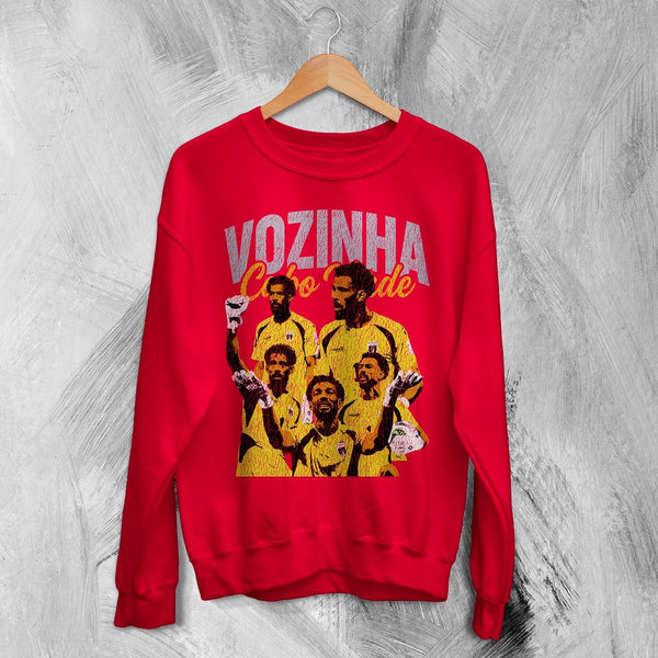 Vozinha Cape Verde Sweatshirt Vintage Vozinha Shirt, Soccer Legend Crewneck - Red - WorldWideShirt
