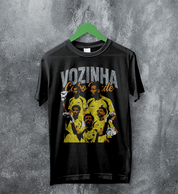 Vozinha Cape Verde T-Shirt Vintage Vozinha Shirt, Soccer Legend Tee - Black - WorldWideShirt