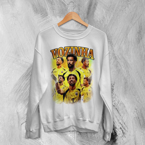 Vozinha Goalkeeper Sweatshirt, Cape Verde Vozinha Shirt, Soccer Football Legend Crewneck - White - WorldWideShirt