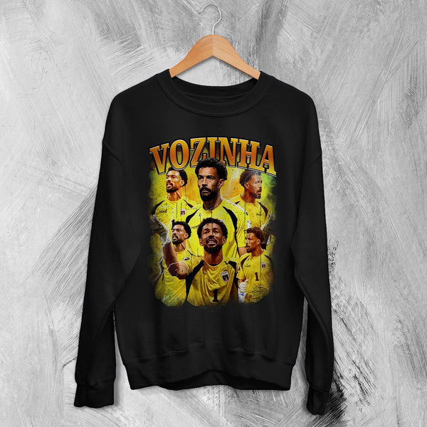 Vozinha Goalkeeper Sweatshirt, Cape Verde Vozinha Shirt, Soccer Football Legend Crewneck - Black - WorldWideShirt