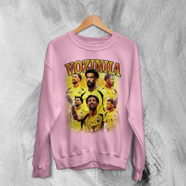 Vozinha Goalkeeper Sweatshirt, Cape Verde Vozinha Shirt, Soccer Football Legend Crewneck - Light Pink - WorldWideShirt