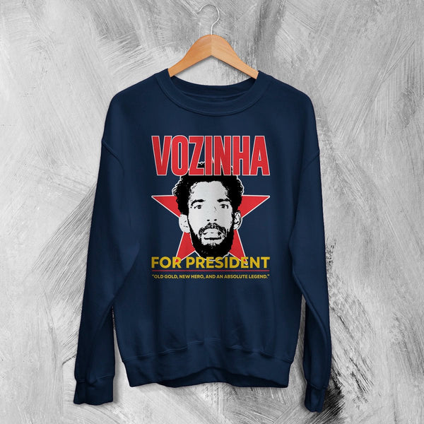 Vozinha President Sweatshirt, Vintage Vozinha For President Shirt, Soccer Legend Crewneck - Navy Blue - WorldWideShirt