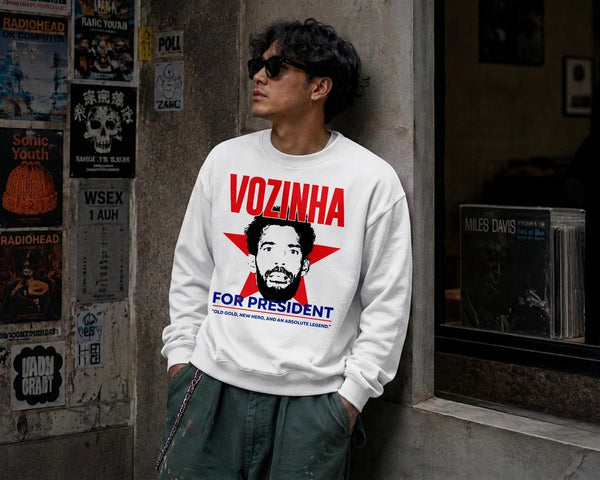 Vozinha President Sweatshirt, Vintage Vozinha For President Shirt, Soccer Legend Crewneck - White - WorldWideShirt