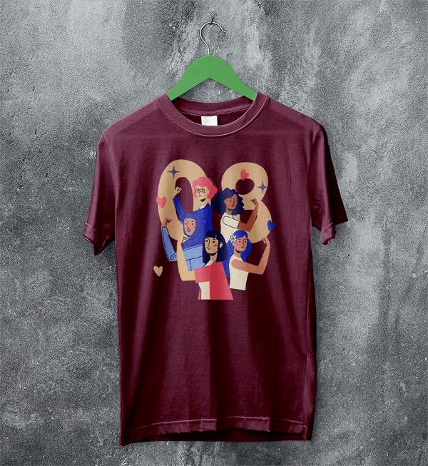 Women's Day T-Shirt 08 Y2K Shirt Sporty Y2K Number Tee Women Gift - Red Maroon - WorldWideShirt