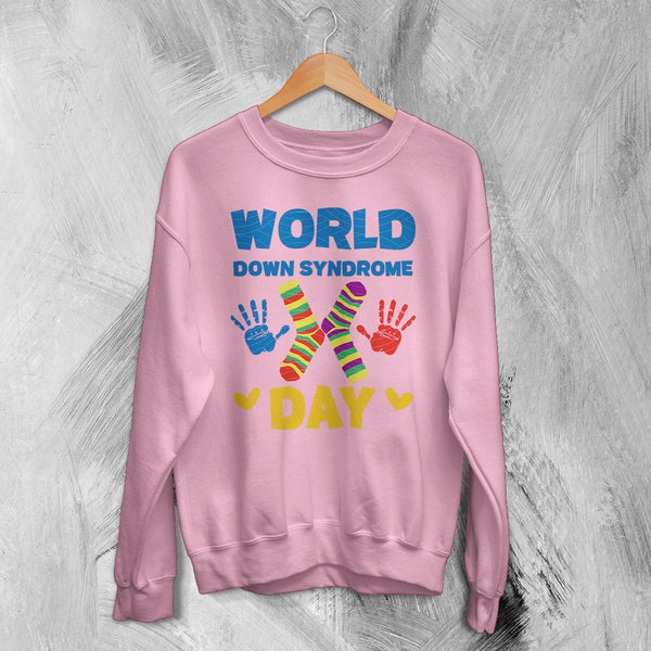 World Down Syndrome Day Sweatshirt Down Syndrome Support Shirt WDSD Crewneck - Light Pink - WorldWideShirt