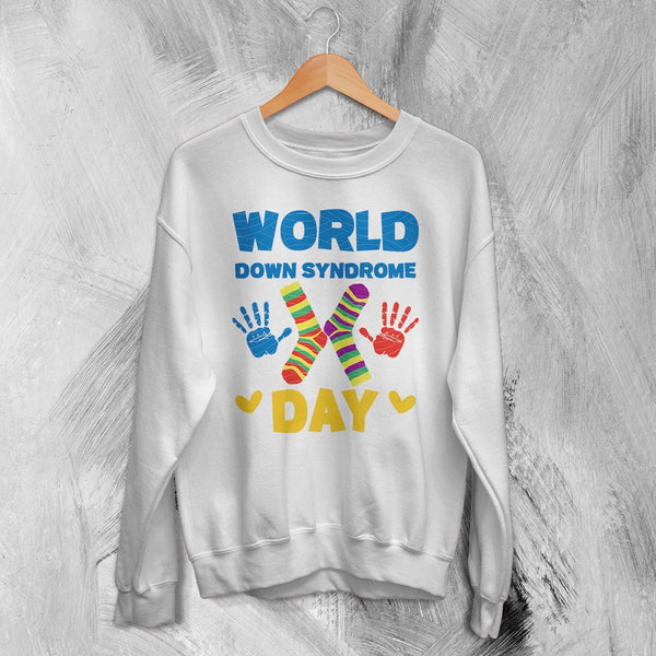 World Down Syndrome Day Sweatshirt Down Syndrome Support Shirt WDSD Crewneck - White - WorldWideShirt
