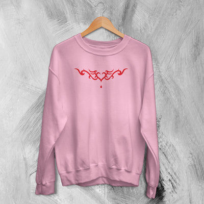 Y2K Sweatshirt Heart Tattoo Sweater Aesthetic Girly Merch Gift for Girl - WorldWideShirt