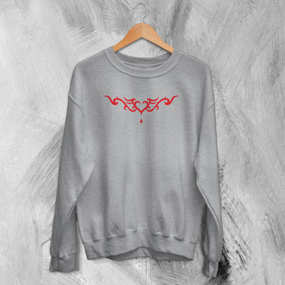 Y2K Sweatshirt Heart Tattoo Sweater Aesthetic Girly Merch Gift for Girl - WorldWideShirt