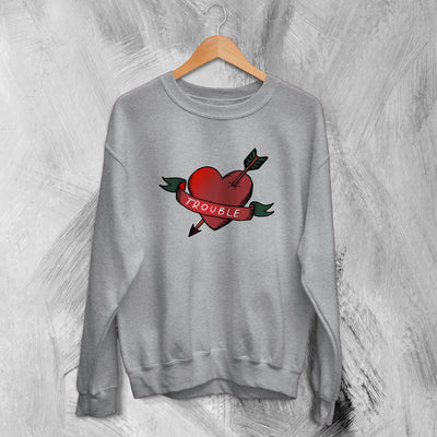 Y2K Sweatshirt Trouble Heart Sweater Girly Merch Gift for Girl - WorldWideShirt