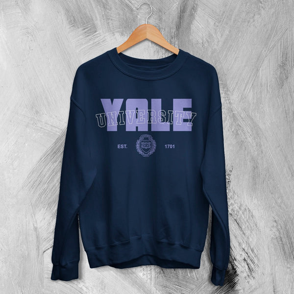 Yale University Sweatshirt Retro Campus Shirt Ivy League Research University US - Navy Blue - WorldWideShirt